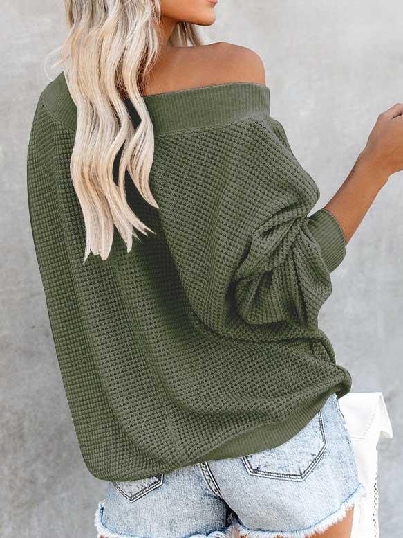 V-Neck Off-The-Shoulder Sweater