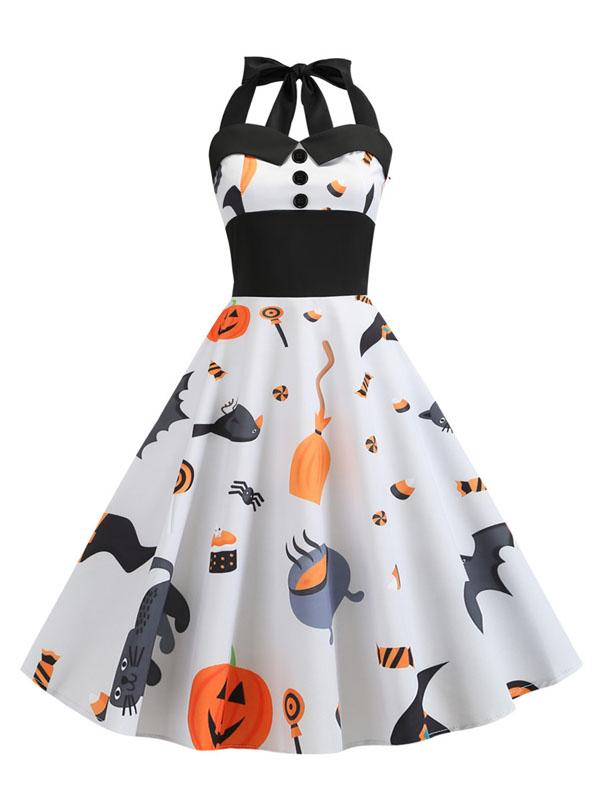 Halloween Halter Print Dress