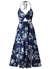 Floral Printed Halter Maxi Dress