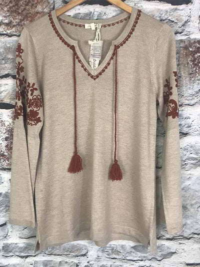 Tassel Drawstrings Pullover Sweater