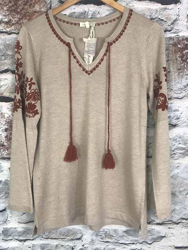 Tassel Drawstrings Pullover Sweater