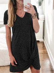 V-neck Knot Casual Dress