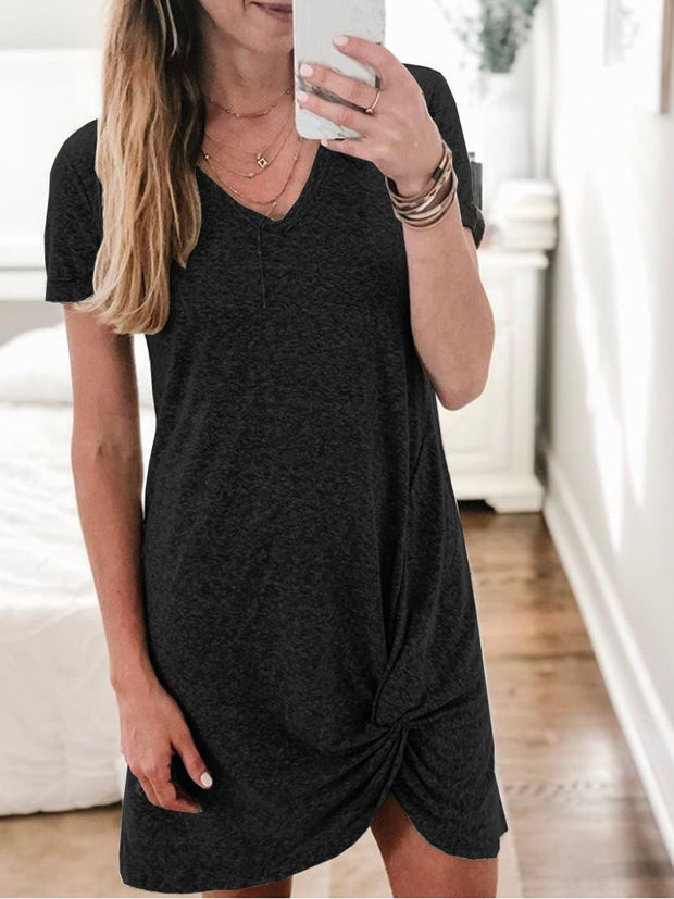 V-neck Knot Casual Dress