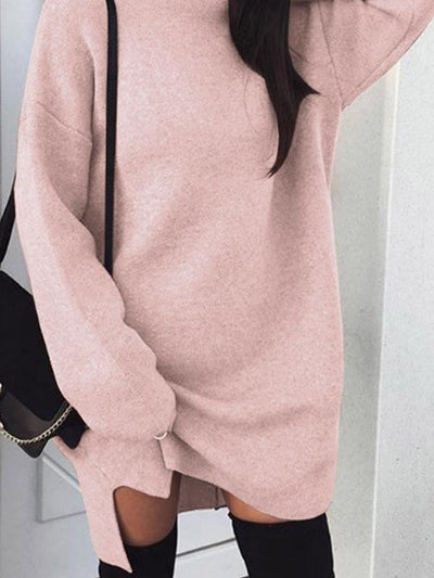 Women's  High Collar  Plain Bat Wing Sleeve Sweater