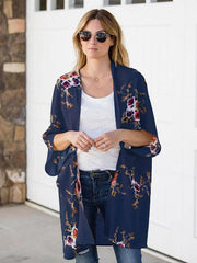 Floral Printed Bat Sleeve Cardigan