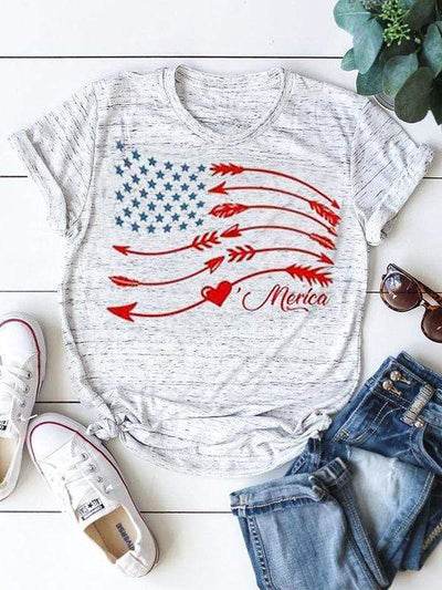 wiccous.com T-shirts light grey / S Merica Star And Arrow Printed T-shirts