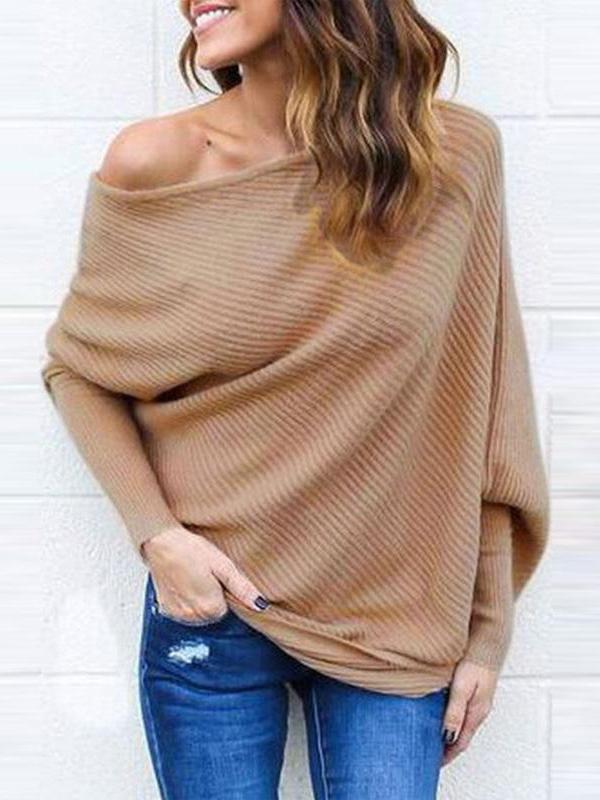sloping shoulder normal Bat wing sleeve sweater
