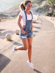 Drawstring Jeans Jumpsuit With Pocketed
