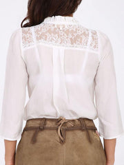Women's Long Sleeve White Lace Shirt