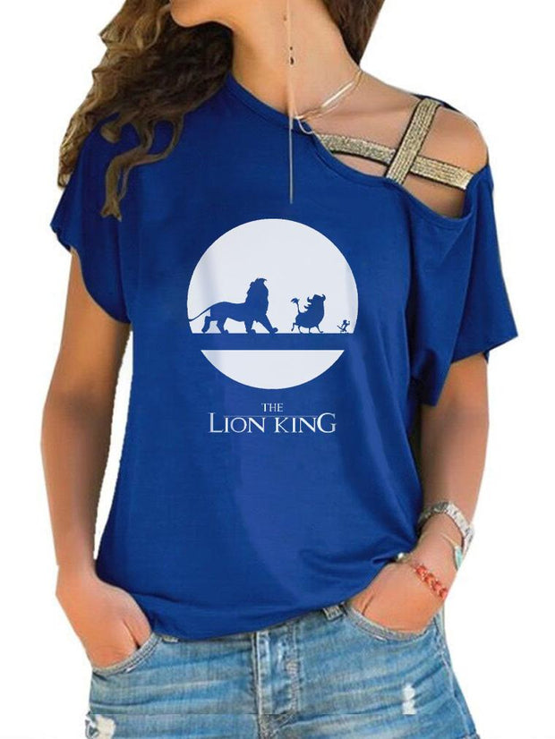 The Lion King Printed Off-The-Shoulder T-shirt