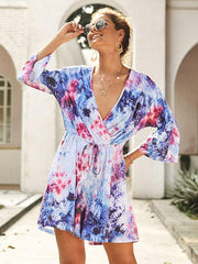 Dyeing V-neck Ties Jumpsuits