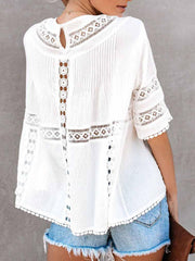 Lace Stitching Openwork Blouse