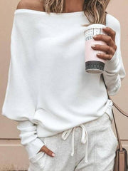 sloping shoulder normal Bat wing sleeve sweater