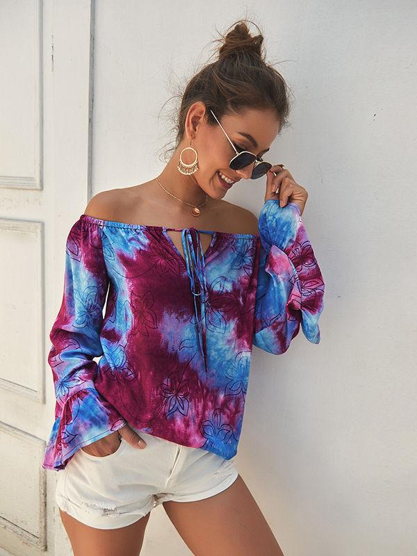 Off The Shoulder Dyeing Blouses