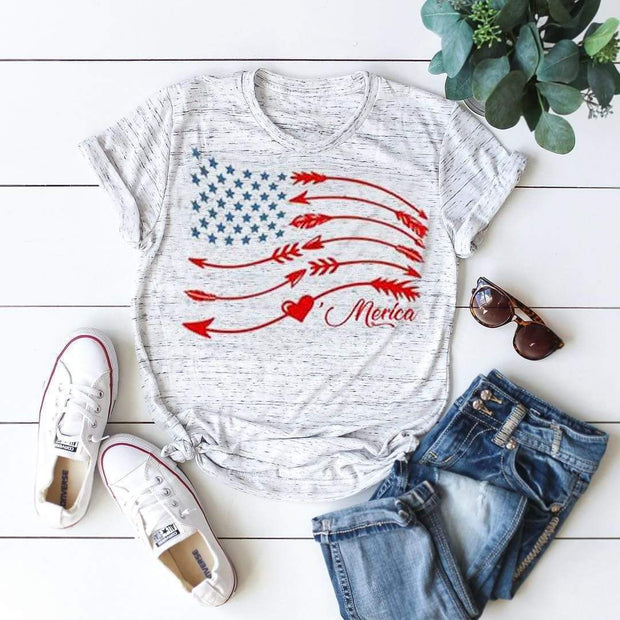 wiccous.com T-shirts light grey / S Merica Star And Arrow Printed T-shirts