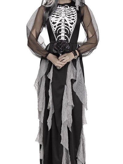 Lady Halloween Bones Print Ghost Bridal Costume