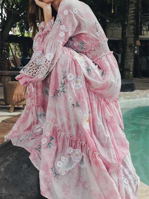 Flower Pink Maxi Dress