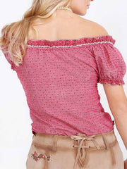 Women's Off Shoulder Short Sleeve Polka Dot Shirt