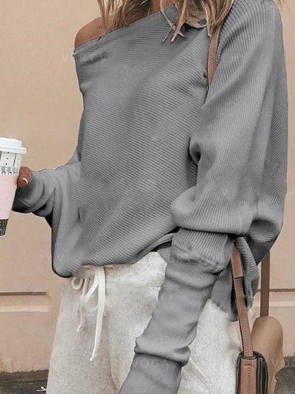 sloping shoulder normal Bat wing sleeve sweater