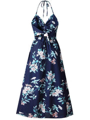 Floral Printed Halter Maxi Dress
