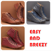 Women Casual Comfy Flat Heel Zipper Faux Leather Ankle Boots