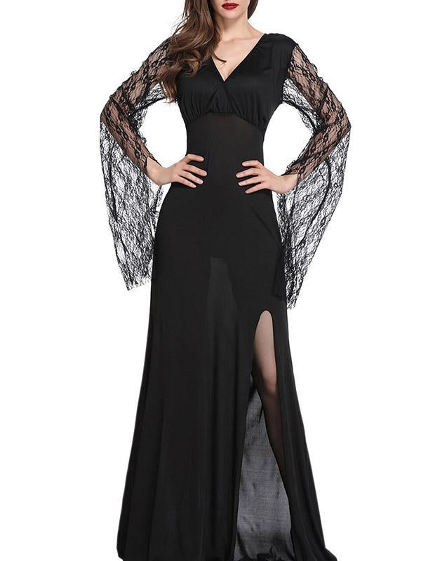 Ladies Halloween Lace Death Black Dress