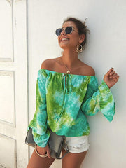 Off The Shoulder Dyeing Blouses