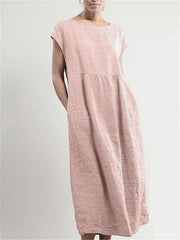 Loose Simple Cotton Linen Dress