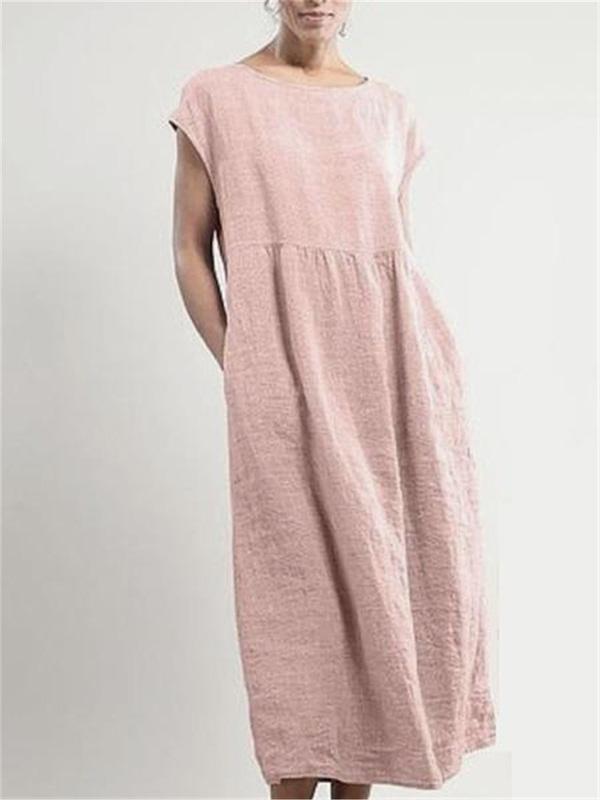 Loose Simple Cotton Linen Dress