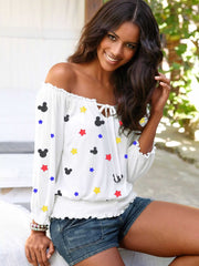 Mickey Mouse Star Off-The-Shoulder Beach Shirt