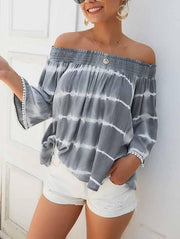 One-Shoulder Tie-Dye Loose Blouse