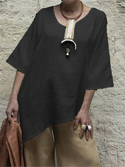 Cotton Linen Loose Casual Irregular Shirt