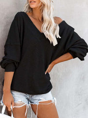 V-Neck Off-The-Shoulder Sweater
