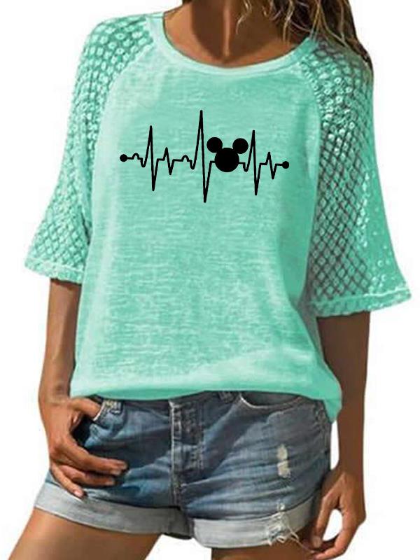Mickey Mouse ECG T-shirt TOPS