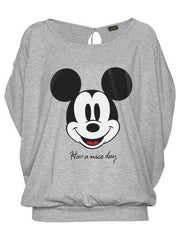 Mickey Mouse Hollow Out Bat Sleeve T-shirt