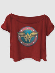 Wonder Woman printing off-the-shoulder TEE
