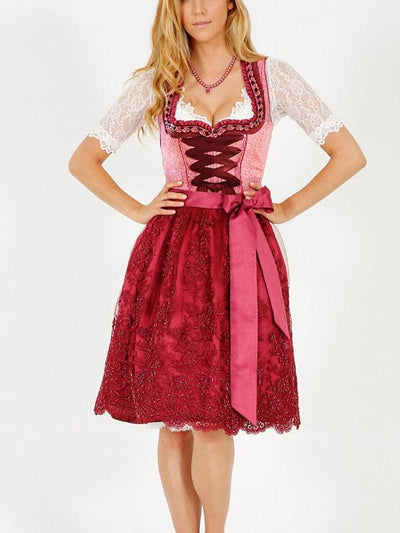 Floral Print Lace Apron Dress