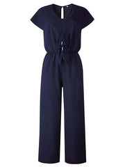 V-neck Button Ties Jumpsuits