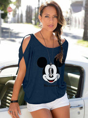 Mickey Mouse Hollow Out Bat Sleeve T-shirt