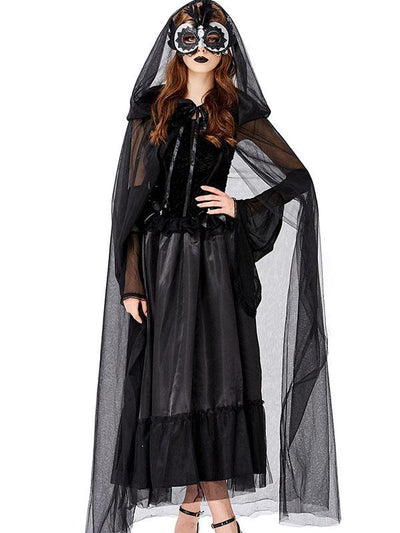 Lady Halloween Hell Goddess Black Dress Maxi Dress