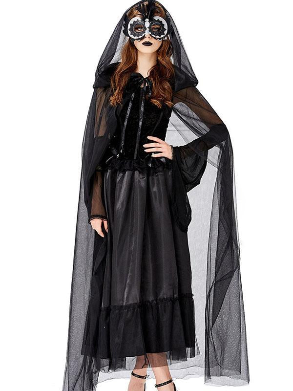 Lady Halloween Hell Goddess Black Dress Maxi Dress
