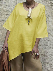 Cotton Linen Loose Casual Irregular Shirt