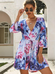 Dyeing V-neck Ties Jumpsuits