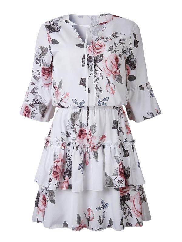 Floral Printed Ruffle Dress
