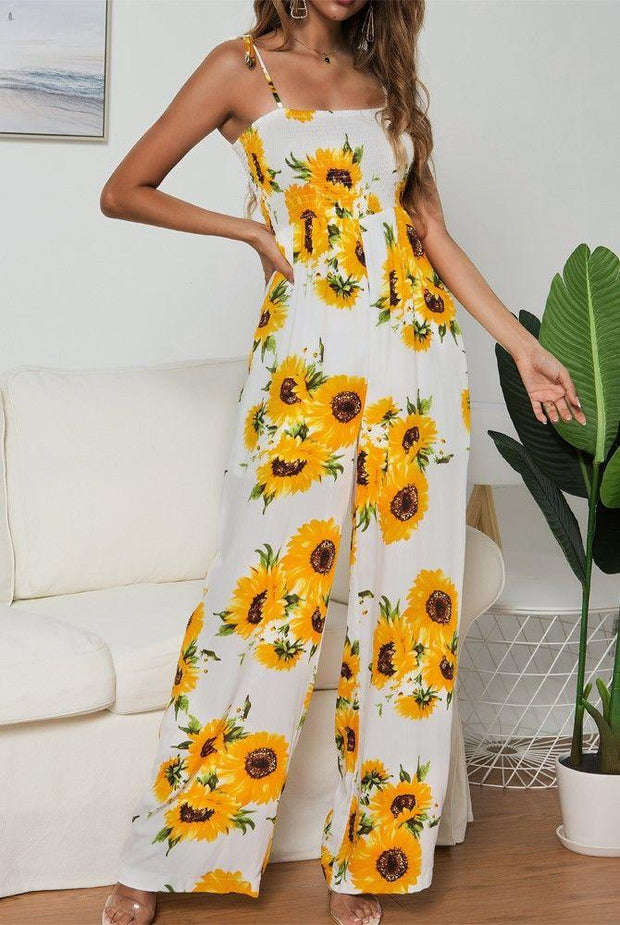 Sunflowers Printed Jumpsuits