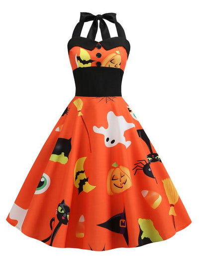 Halloween Halter Print Dress