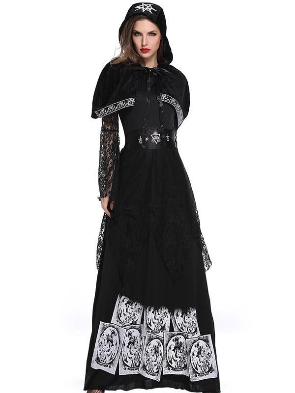 Ladies Halloween Lace Death Black Dress