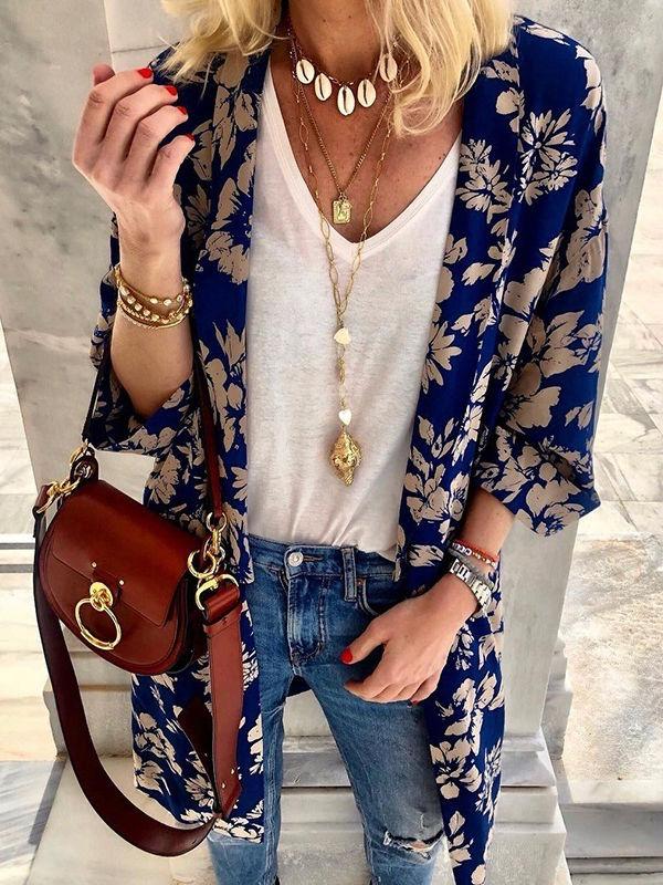 Floral Batwing Sleeve Cardigan