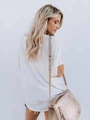 Waffle Knit Loose Bat Wing Tunic Blouses