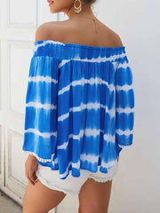 One-Shoulder Tie-Dye Loose Blouse